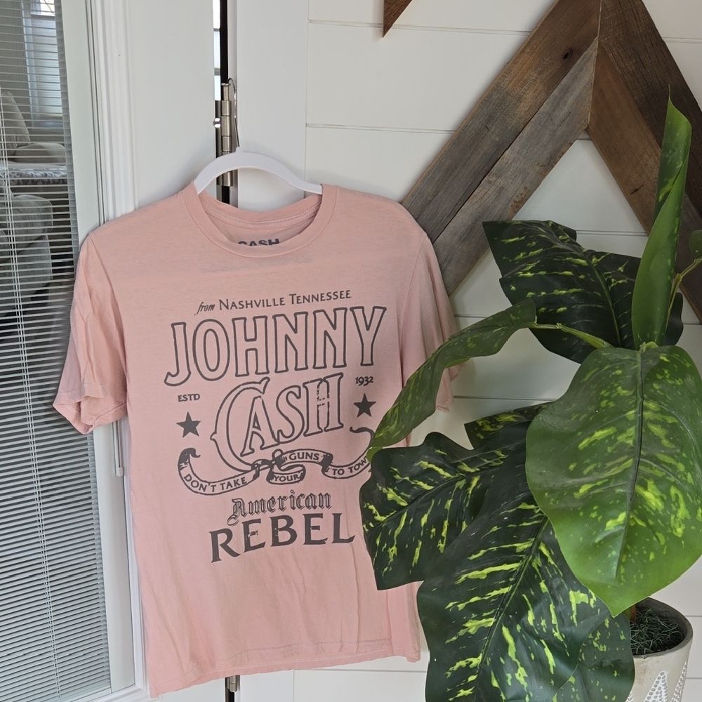 Pink Johnny Cash Band Tee